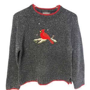 WoolRich Red Cardinal Crewneck Embroidered Sweater
